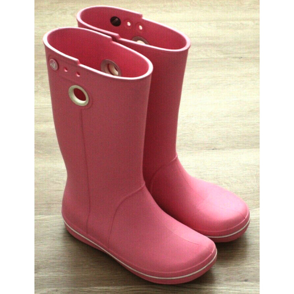 CROCS Shoes - Crocs Womens Jaunt Tall Pink Rain Boots Size 6